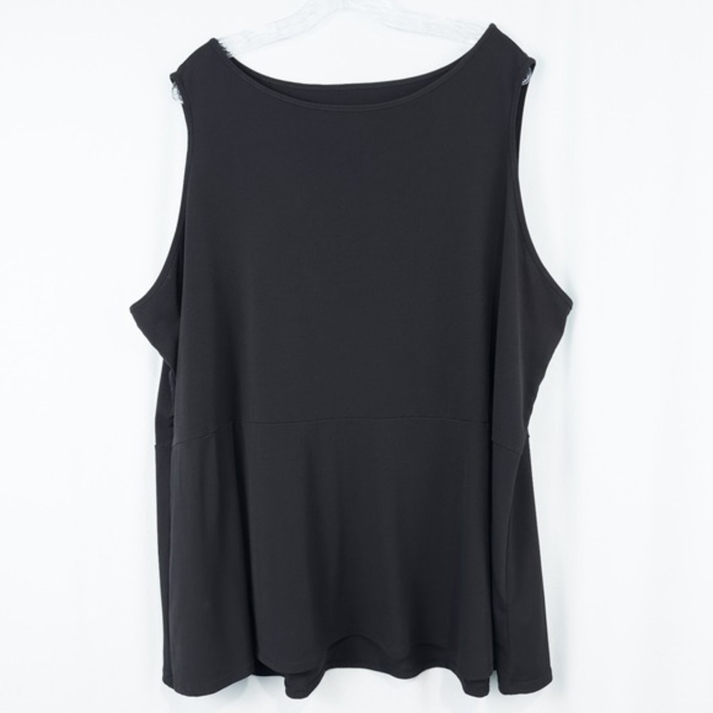 Susan Graver Modern Essentials Womens 3X Liquid‎ Knit Peplum Tank Top Black